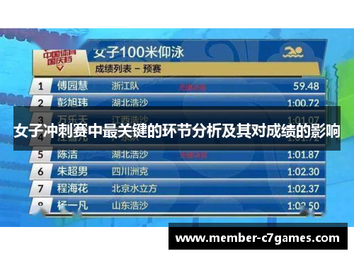 女子冲刺赛中最关键的环节分析及其对成绩的影响